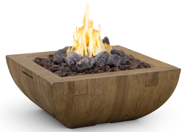 American Fyre Designs Bordeaux Square Reclaimed Wood Fire Bowl