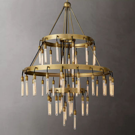 AXIS 3-Tier Round Chandelier 48" chandeliers for dining room,chandeliers for stairways,chandeliers for foyer,chandeliers for bedrooms,chandeliers for kitchen,chandeliers for living room Rbrights VintageBrass  