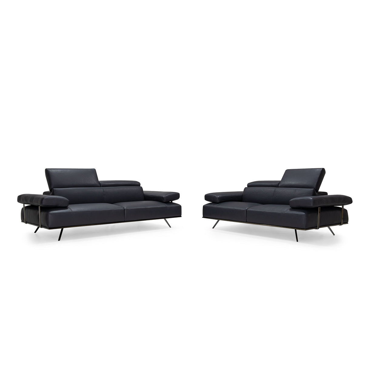 Bellini Modern Living Loveseat leather in Anthercite DANDY 05 Adrian LS ANT