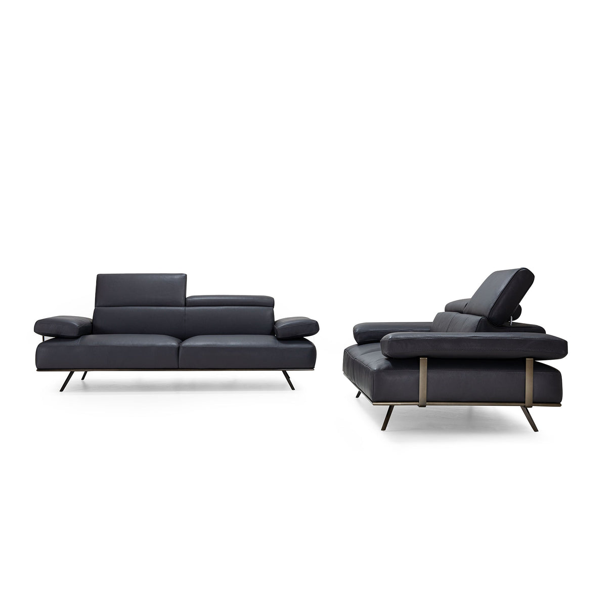 Bellini Modern Living Loveseat leather in Anthercite DANDY 05 Adrian LS ANT