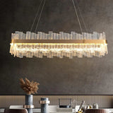 Sylvio Rectangular Glass Chandelier, Dinning Room Chandelier Lighting Fixture