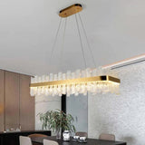 Sylvio Rectangular Glass Chandelier, Dinning Room Chandelier Lighting Fixture