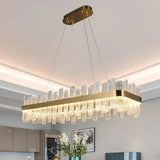 Sylvio Rectangular Glass Chandelier, Dinning Room Chandelier Lighting Fixture