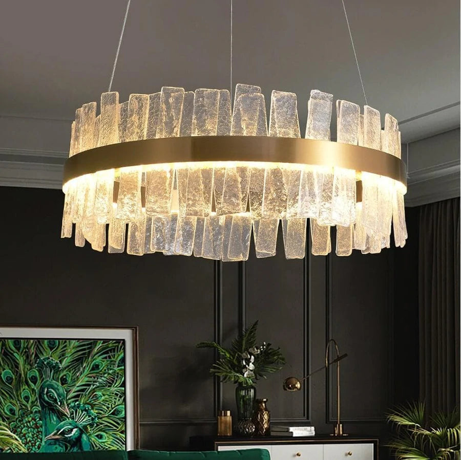 Sylvio Round Crystal Chandelier, Modern Living Room Chandelier