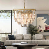 ODEOV Crystal Multi-Layer Square Chandelier For Living Room