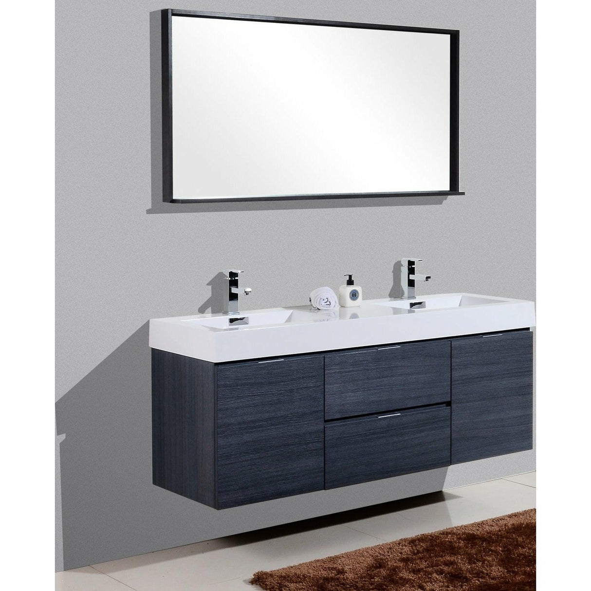 KubeBath Bliss Double Wall Mount Modern Bathroom Vanity