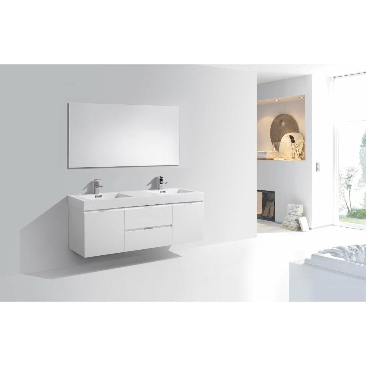 KubeBath Bliss Double Wall Mount Modern Bathroom Vanity