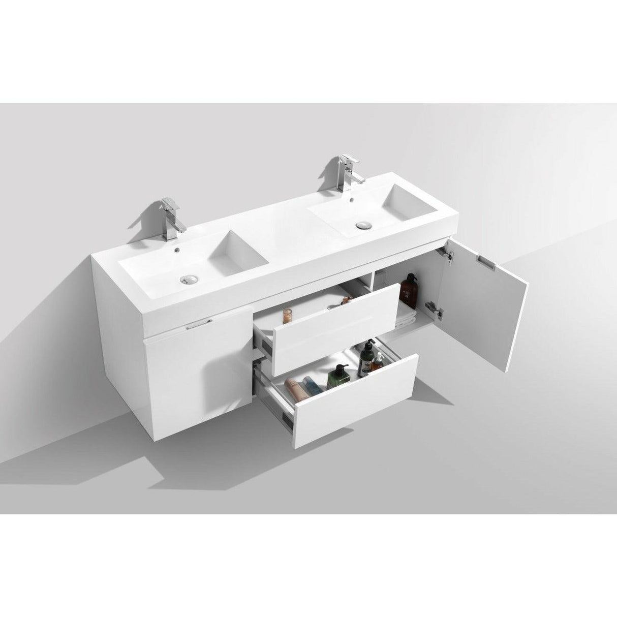 KubeBath Bliss Double Wall Mount Modern Bathroom Vanity