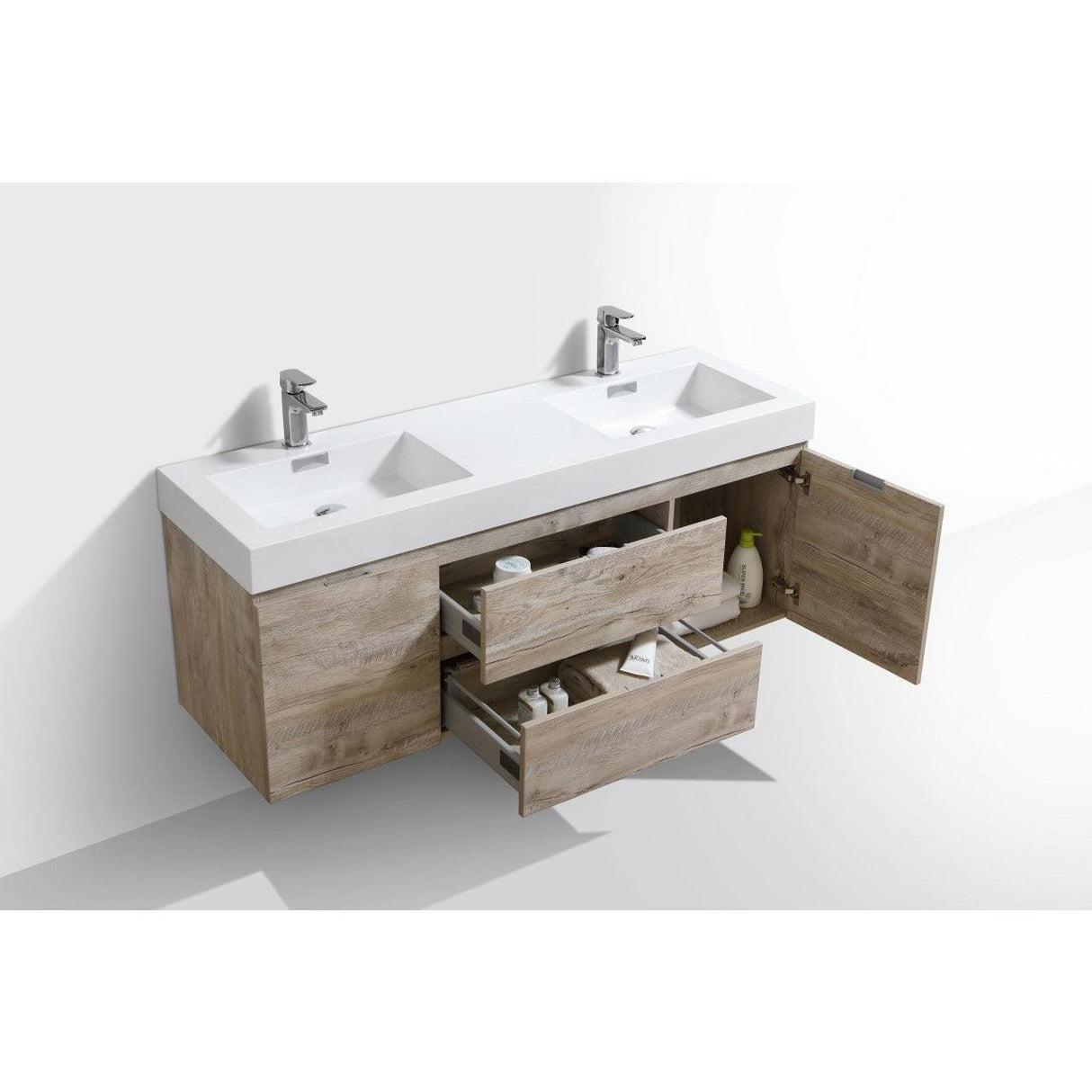 KubeBath Bliss Double Wall Mount Modern Bathroom Vanity