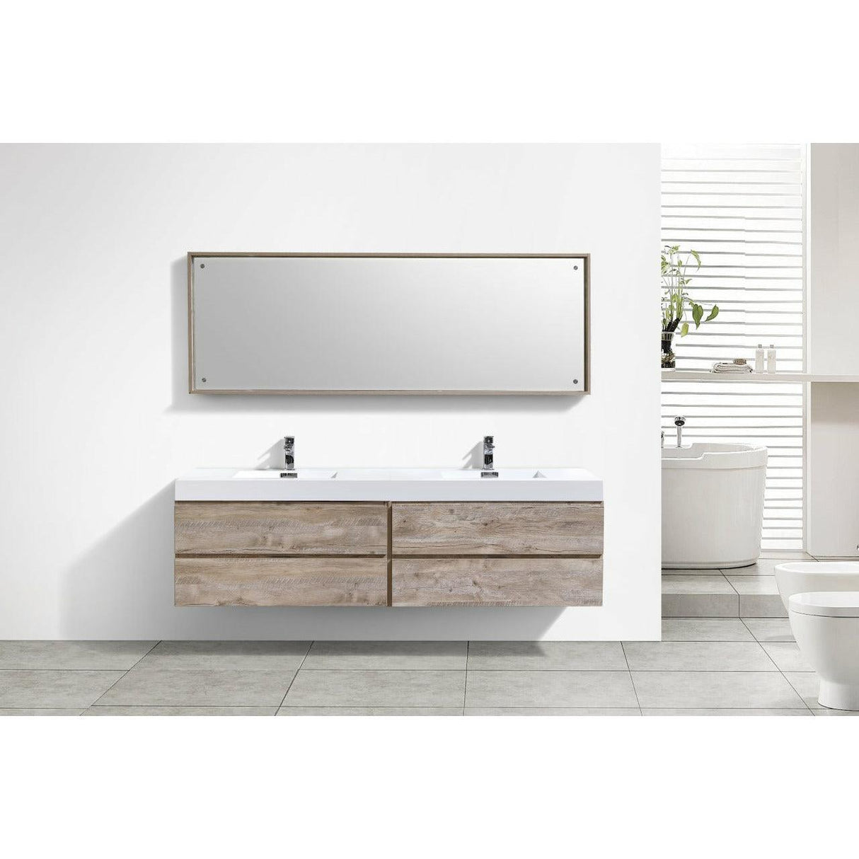 KubeBath Bliss Double Wall Mount Modern Bathroom Vanity