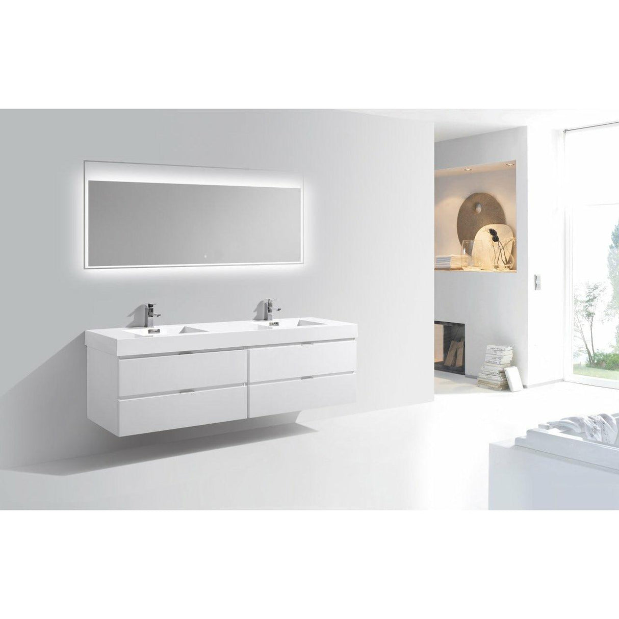 KubeBath Bliss Double Wall Mount Modern Bathroom Vanity