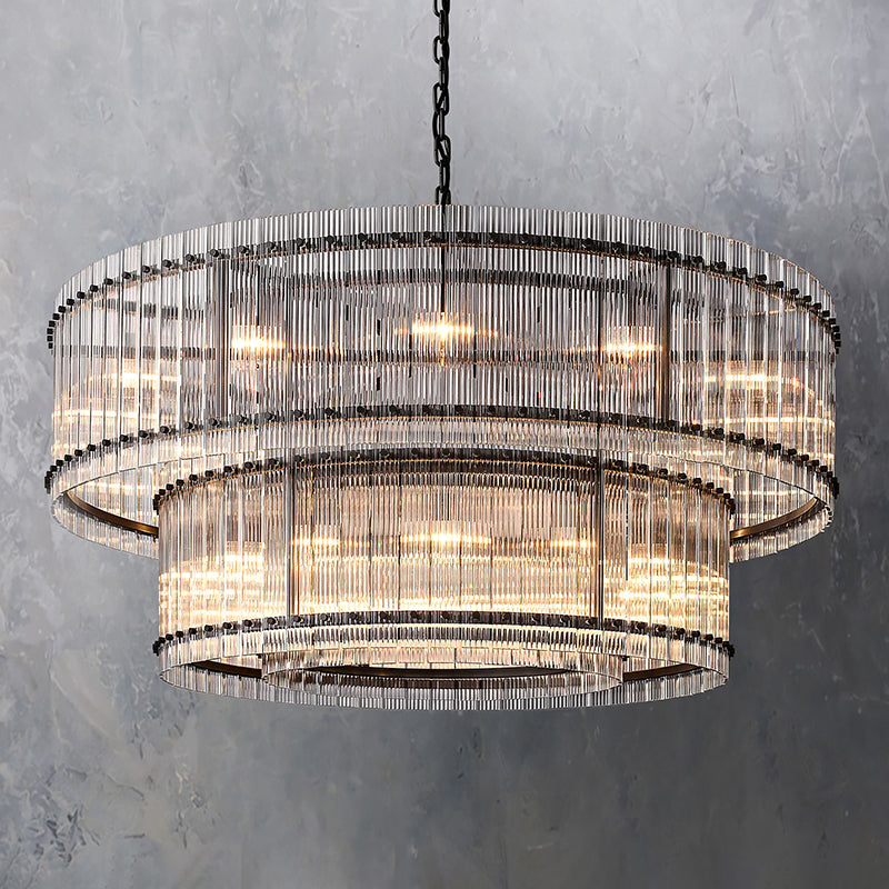 SANMARCK 2-Tier Round Chandelier 60" For Bedroom Hallway Living Room