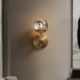 Florit Modern Smoky Crystal Ball Short Wall Sconce, Crystal Led Wall Lights for Bedroom