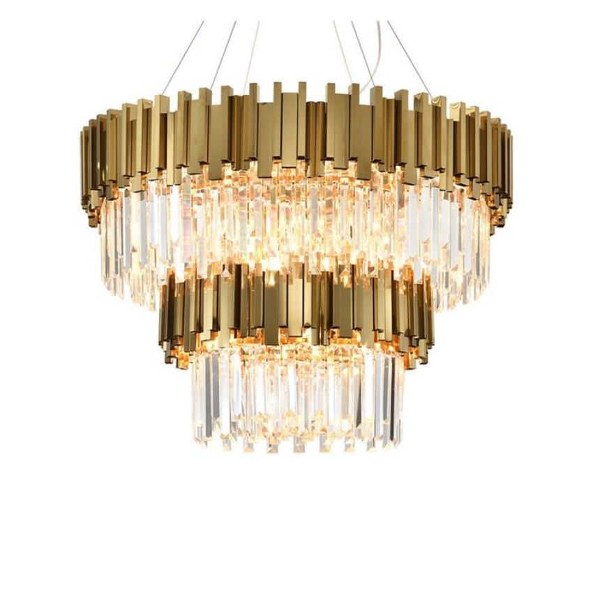 Bourbons Antoine Crystal Round Chandelier chandeliers for dining room,chandeliers for stairways,chandeliers for foyer,chandeliers for bedrooms,chandeliers for kitchen,chandeliers for living room Rbrights 23.6"D Gold 