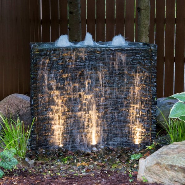 AquaScape Stacked Slate Spillway Wall 32" Landscape Fountain Kit