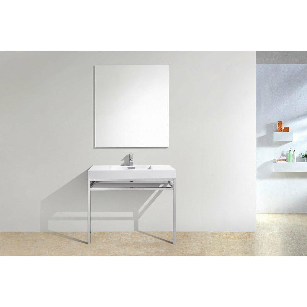 KubeBath Haus Single Sink Stainless Steel Console