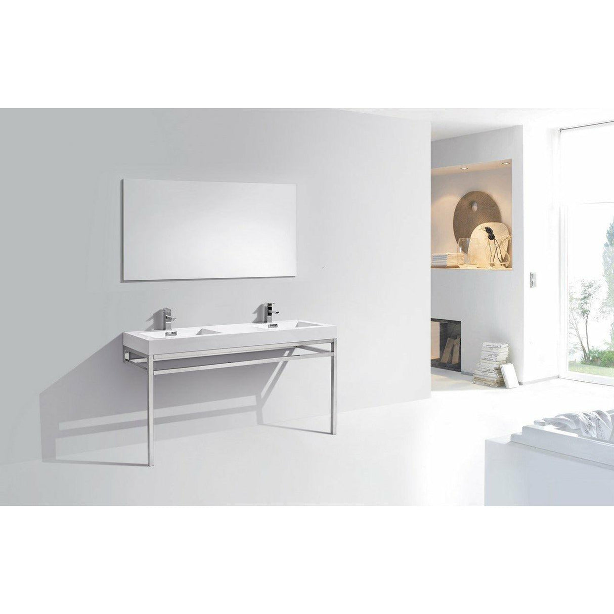 KubeBath Haus 60" Double Sink Stainless Steel Console