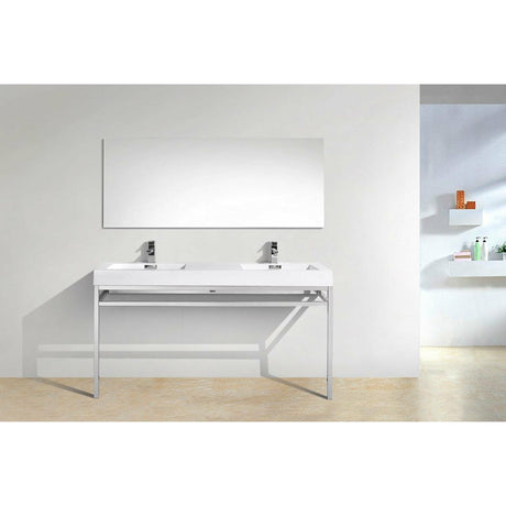 KubeBath Haus 60" Double Sink Stainless Steel Console