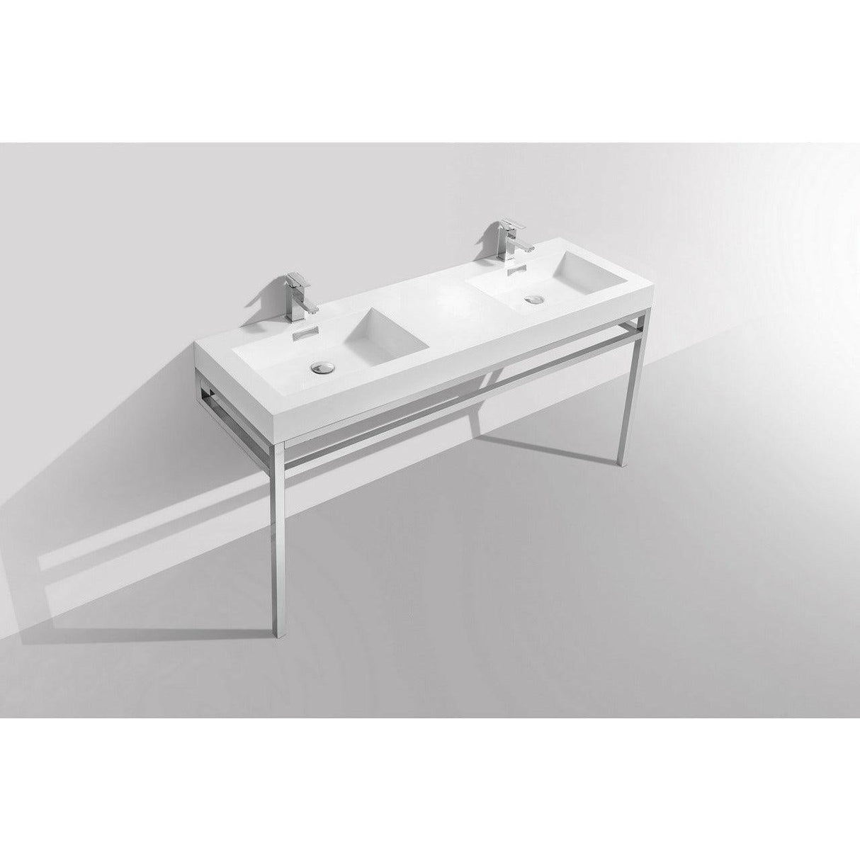 KubeBath Haus 60" Double Sink Stainless Steel Console