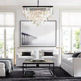 ODEOV Crystal Multi-Layer Square Chandelier For Living Room