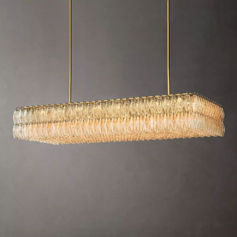 Chara Glass Rectangular Chandelier 74"