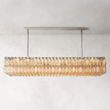 Chara Glass Rectangular Chandelier 74" chandeliers for dining room,chandeliers for stairways,chandeliers for foyer,chandeliers for bedrooms,chandeliers for kitchen,chandeliers for living room Rbrights Satin Nickel Clear 