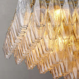 Chara Clear Glass Tiered Rectangular Chandelier 74"