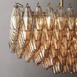 Chara Smoke Glass Tiered Rectangular Chandelier 54"