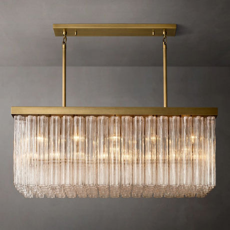 Clele Rectangular Chandelier 54" chandeliers for dining room,chandeliers for stairways,chandeliers for foyer,chandeliers for bedrooms,chandeliers for kitchen,chandeliers for living room Rbrights Lacquered Brass  