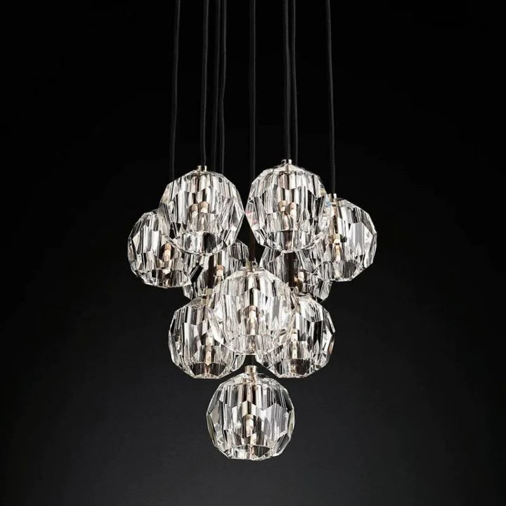 Luxuri Balle Clear Crystal Round Cluster Chandelier 14''