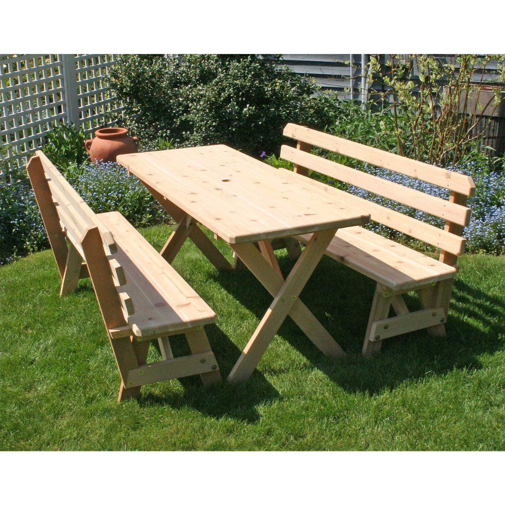 Creekvine Designs 27" Cedar Backyard Bash Cross Legged Picnic Table with Backed Benches