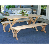 Creekvine Designs 27" Red Cedar Backyard Bash Cross Legged Picnic Table with Detached Benches