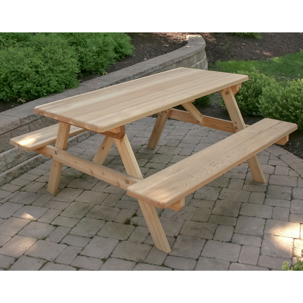 Creekvine Designs Cedar Park Style Picnic Table with Attached Benches