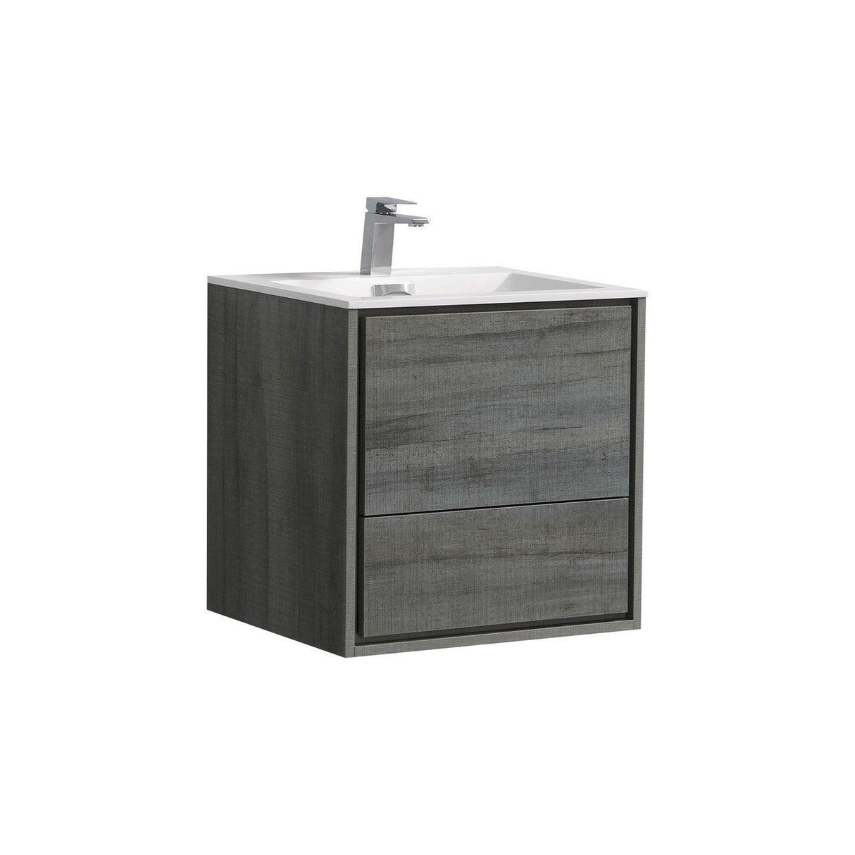 KubeBath DeLusso Single Wall Mount Modern Bathroom Vanity - Sea & Stone Bath