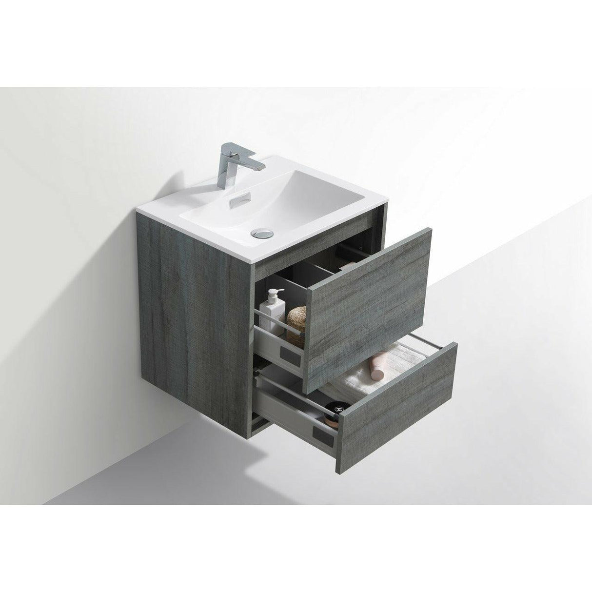 KubeBath DeLusso Single Wall Mount Modern Bathroom Vanity