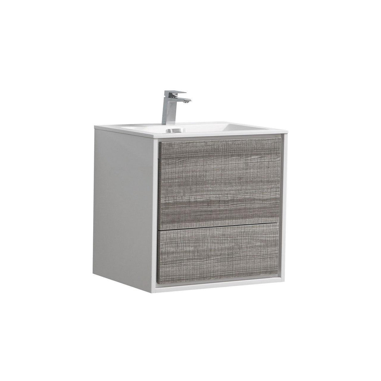 KubeBath DeLusso Single Wall Mount Modern Bathroom Vanity - Sea & Stone Bath