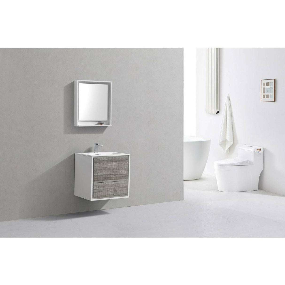 KubeBath DeLusso Single Wall Mount Modern Bathroom Vanity