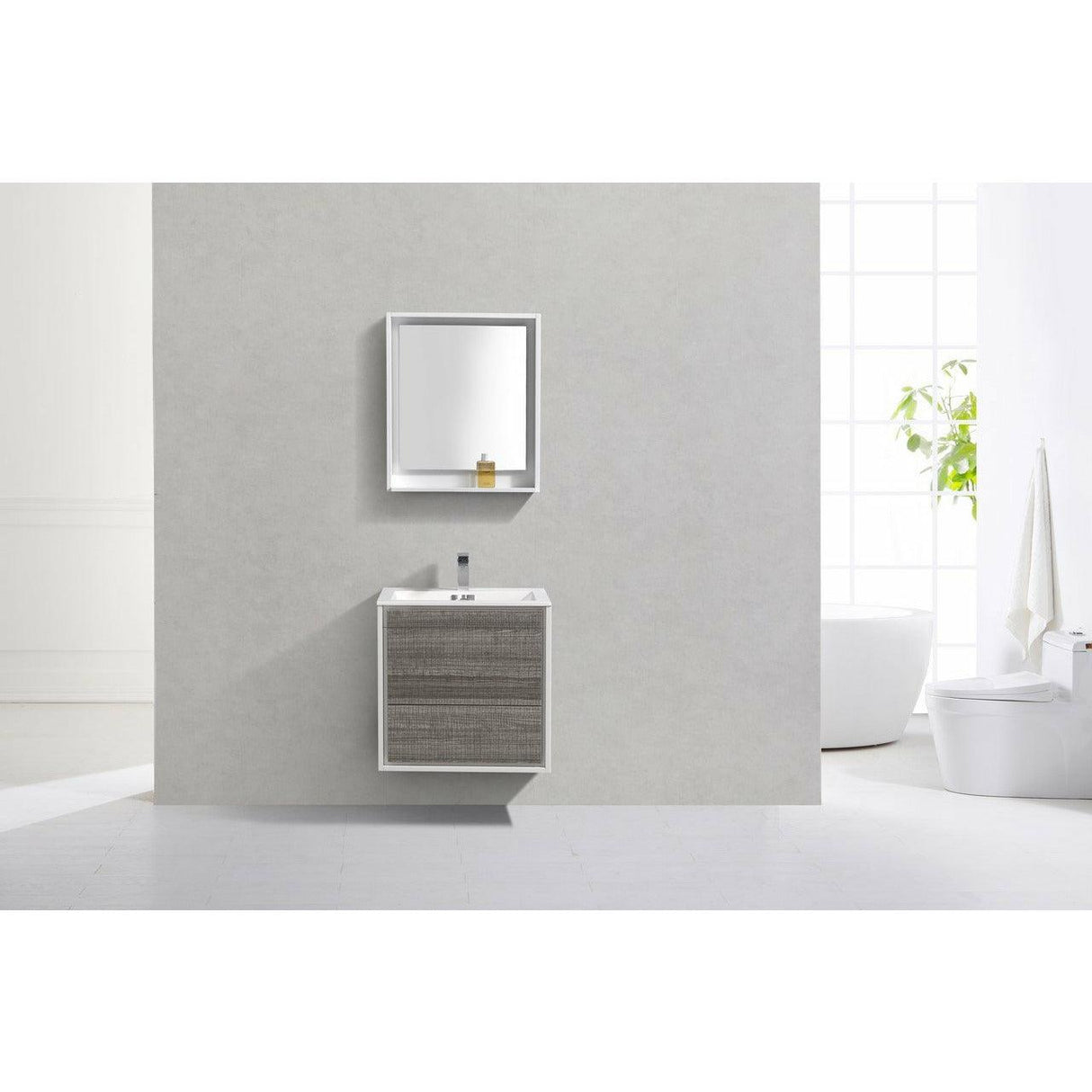 KubeBath DeLusso Single Wall Mount Modern Bathroom Vanity