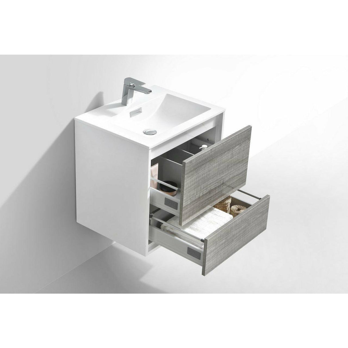 KubeBath DeLusso Single Wall Mount Modern Bathroom Vanity