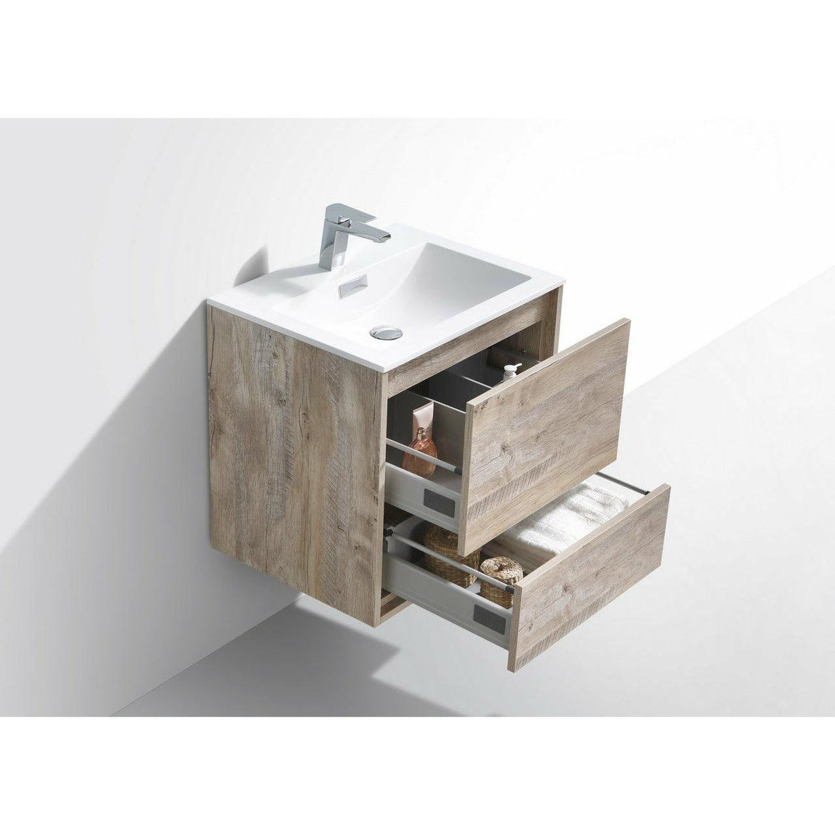 KubeBath DeLusso Single Wall Mount Modern Bathroom Vanity