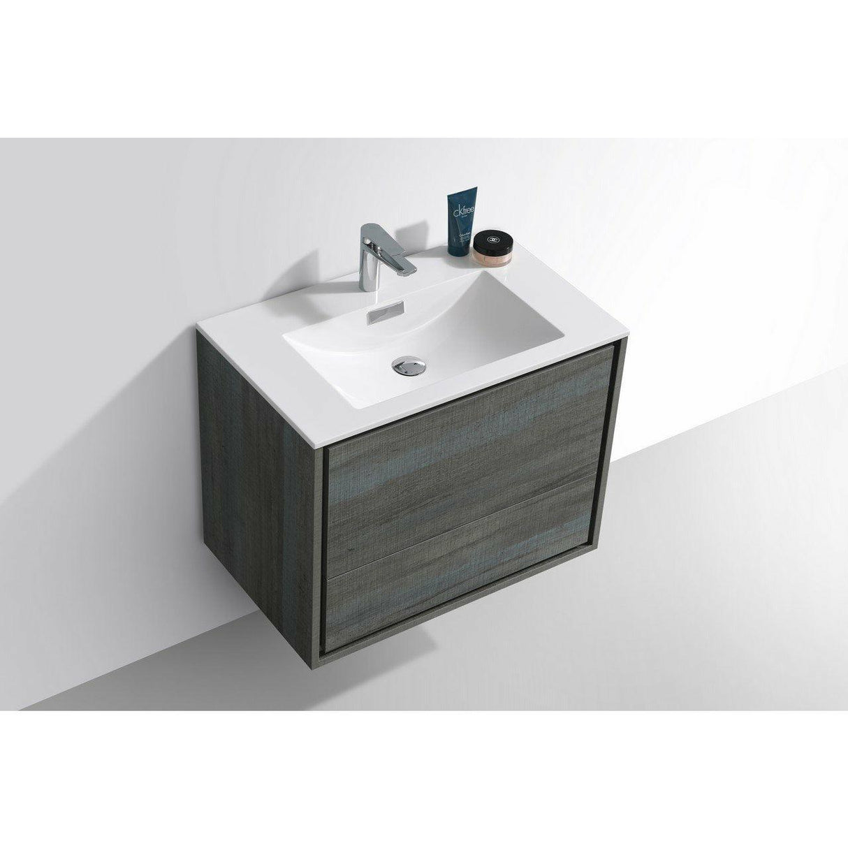 KubeBath DeLusso Single Wall Mount Modern Bathroom Vanity