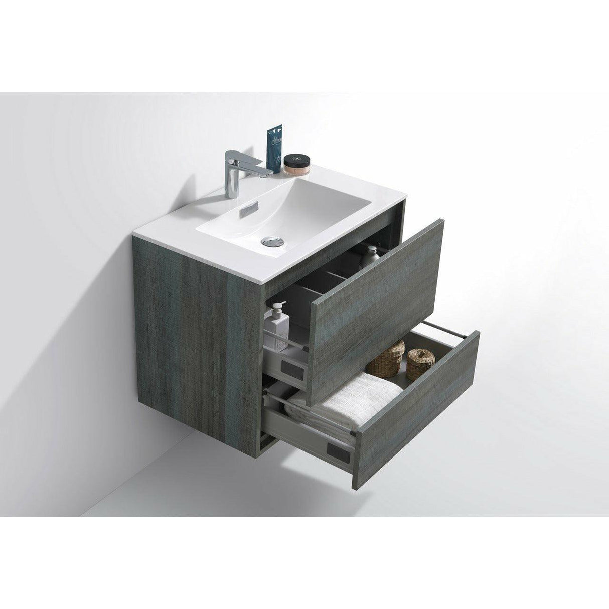 KubeBath DeLusso Single Wall Mount Modern Bathroom Vanity