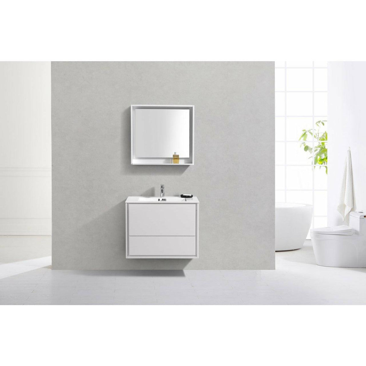 KubeBath DeLusso Single Wall Mount Modern Bathroom Vanity