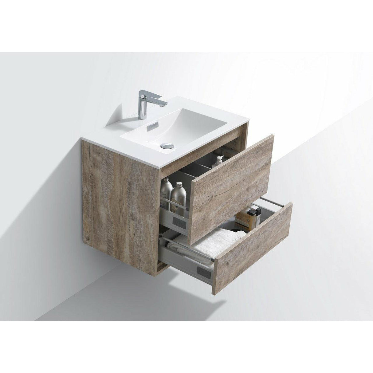 KubeBath DeLusso Single Wall Mount Modern Bathroom Vanity