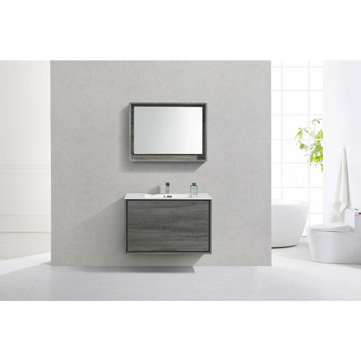 KubeBath DeLusso Single Wall Mount Modern Bathroom Vanity