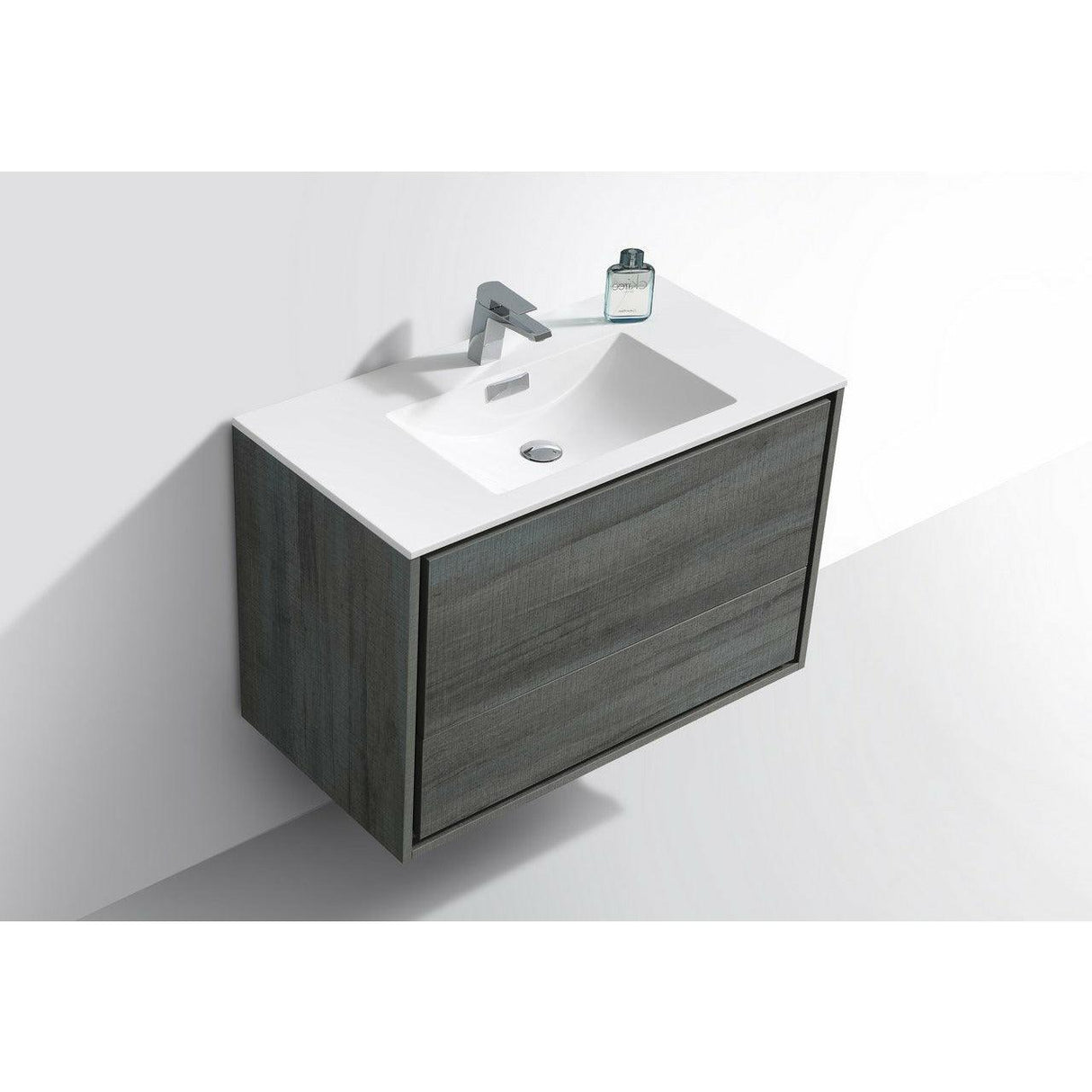 KubeBath DeLusso Single Wall Mount Modern Bathroom Vanity