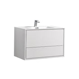 KubeBath DeLusso Single Wall Mount Modern Bathroom Vanity - Sea & Stone Bath