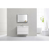 KubeBath DeLusso Single Wall Mount Modern Bathroom Vanity