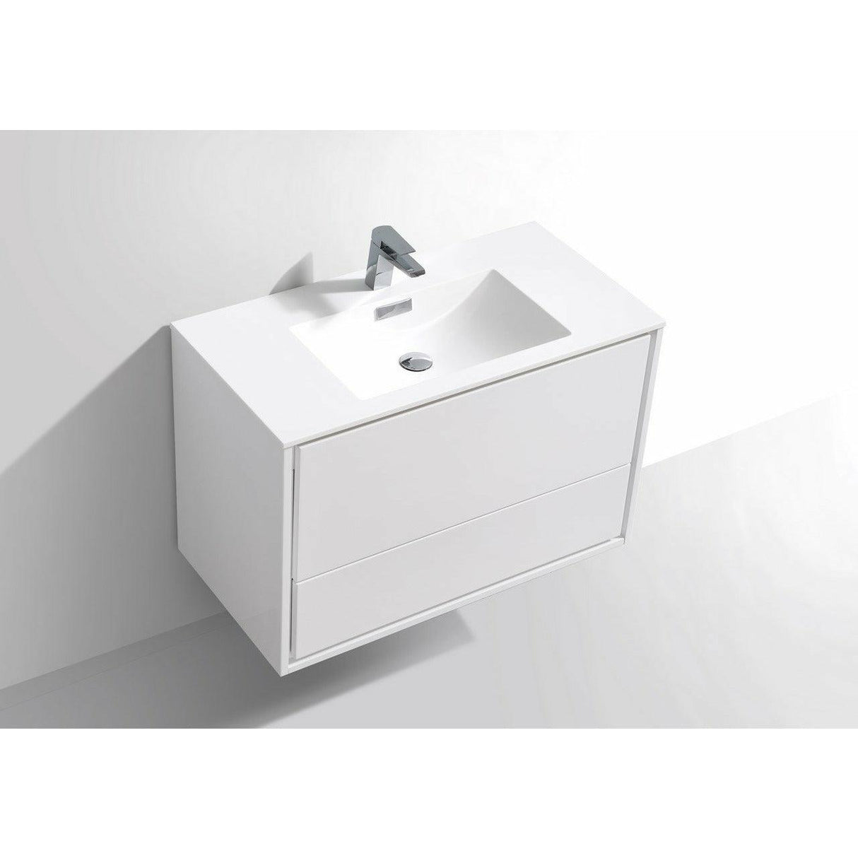 KubeBath DeLusso Single Wall Mount Modern Bathroom Vanity