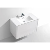 KubeBath DeLusso Single Wall Mount Modern Bathroom Vanity